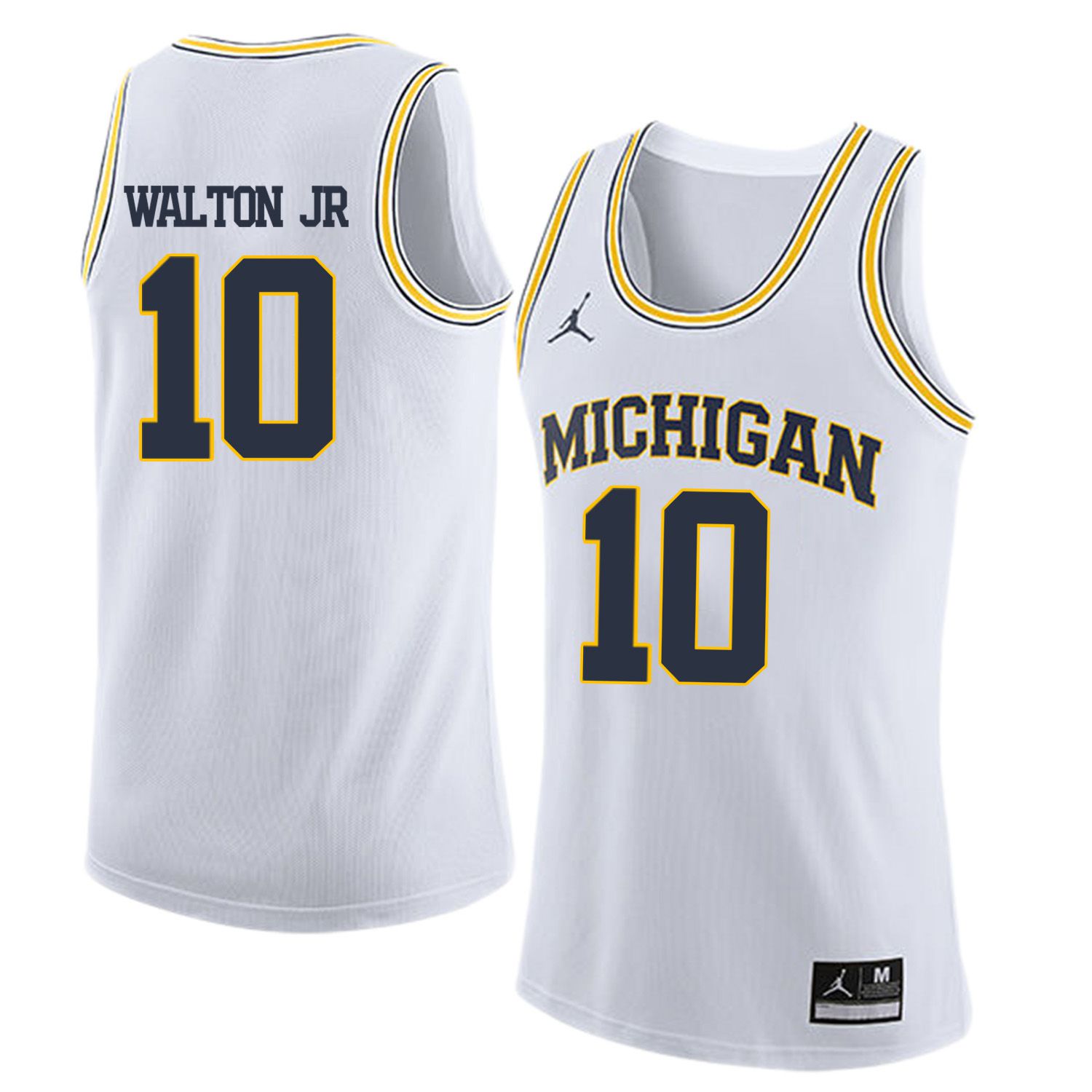Men Jordan University of Michigan Basketball White 10 walton jr Customized NCAA Jerseys
